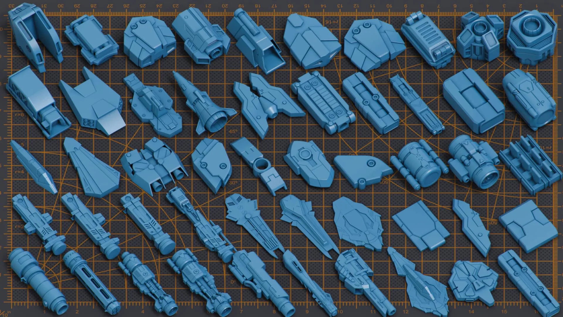 500 Pieces Mega Pack - Hard Surface Kitbash