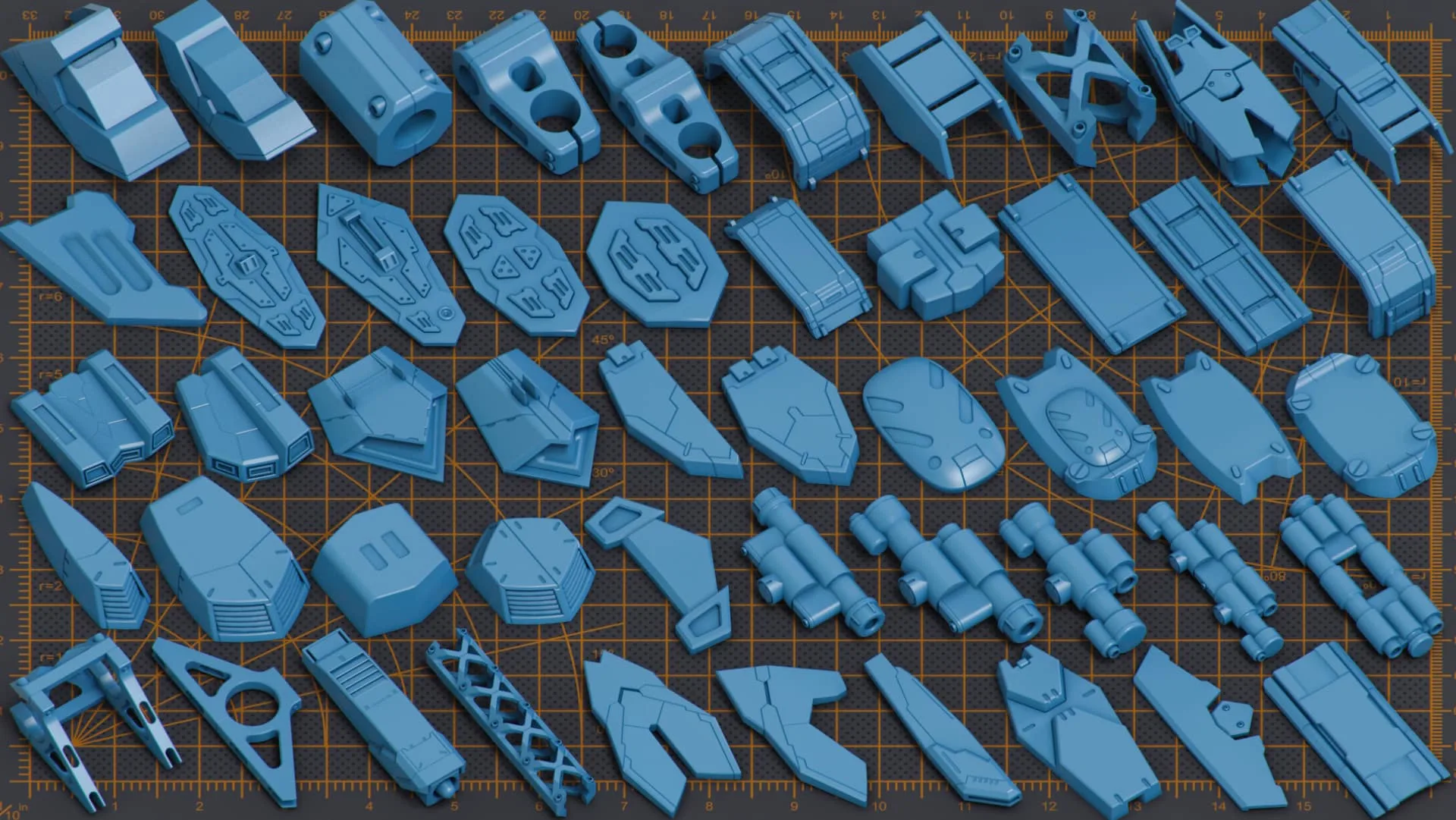 500 Pieces Mega Pack - Hard Surface Kitbash