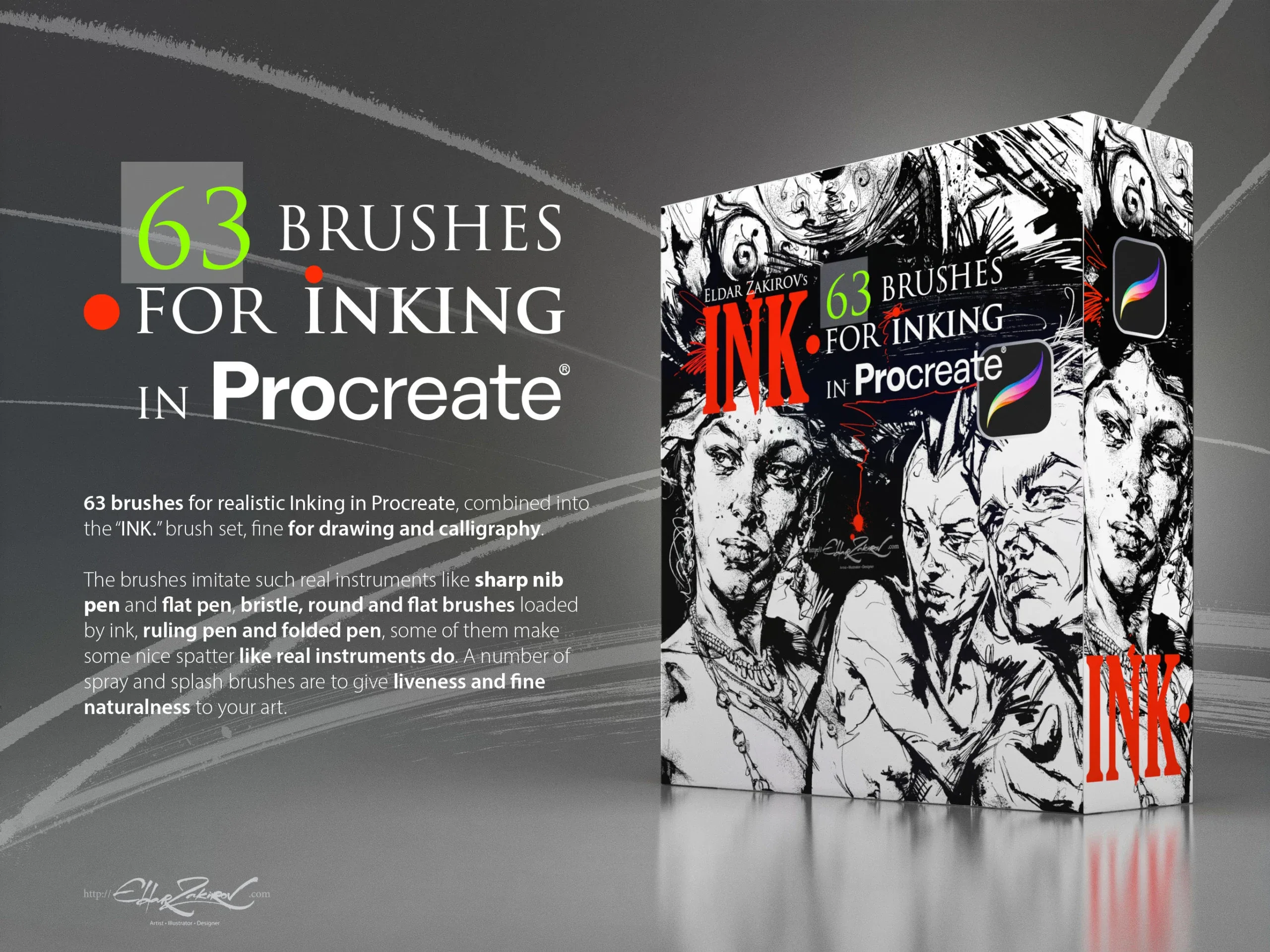 INK. for Procreate: 63 Brushes for realistic Inking