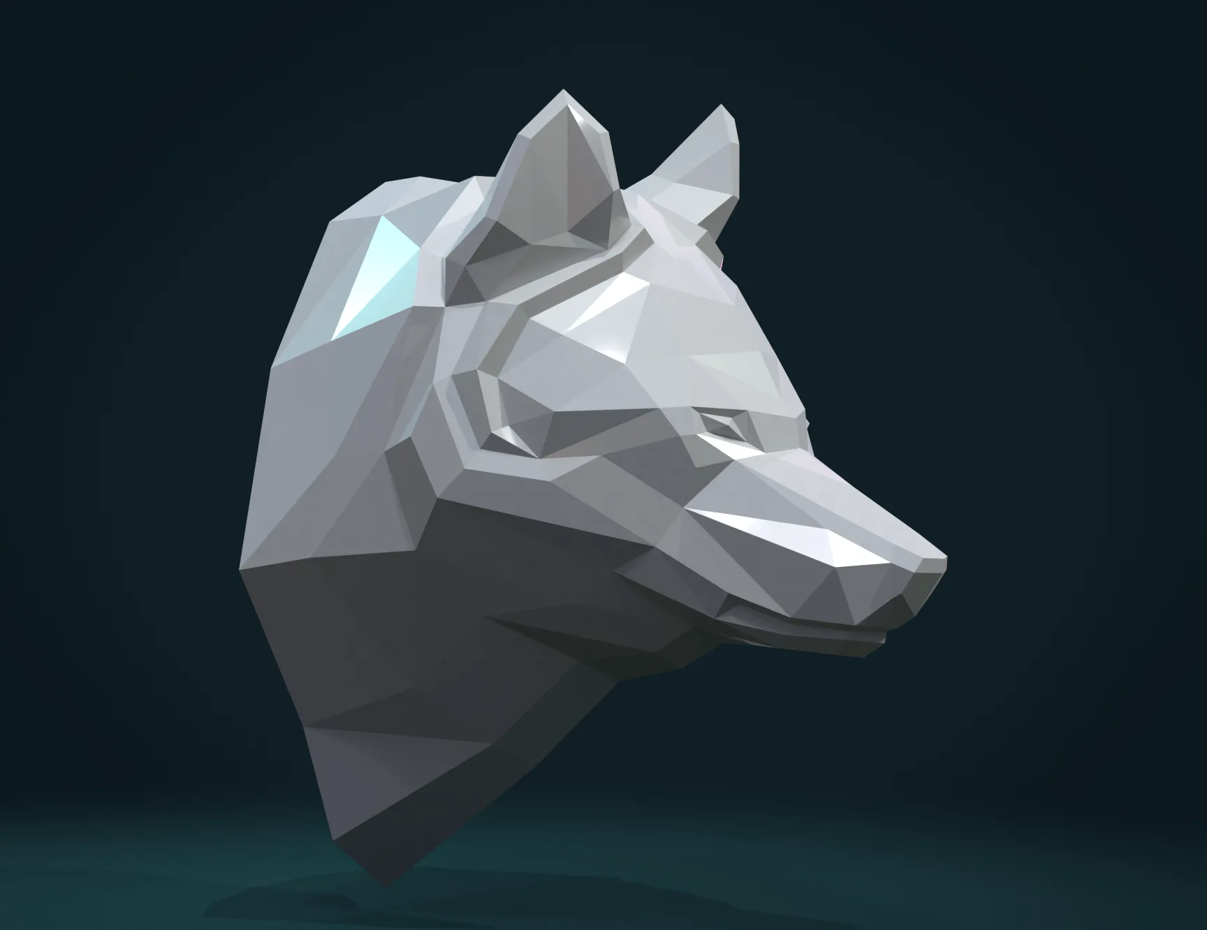 Low Poly Wolf Head - 3D Print Ready