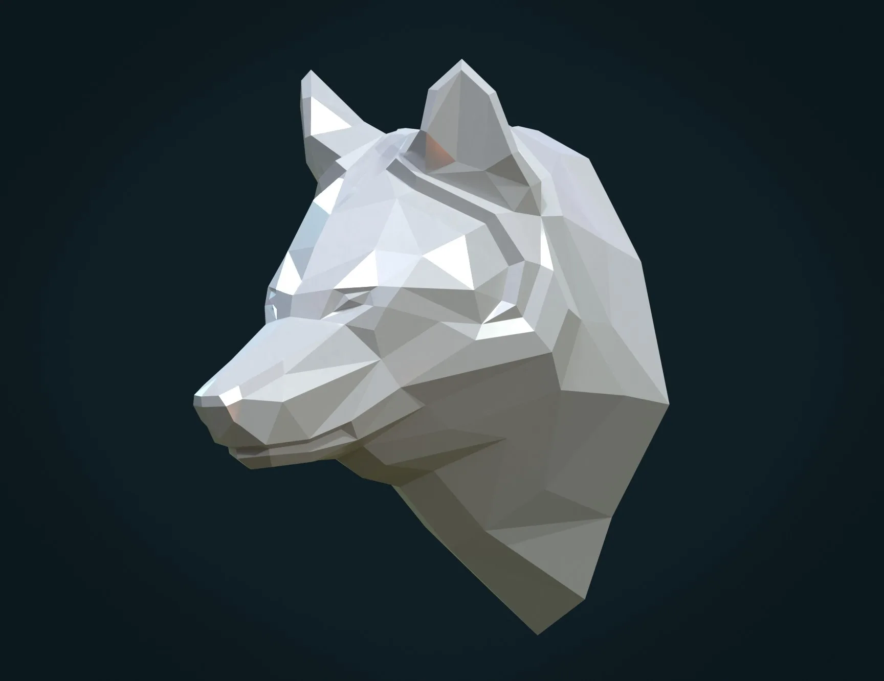 Low Poly Wolf Head - 3D Print Ready