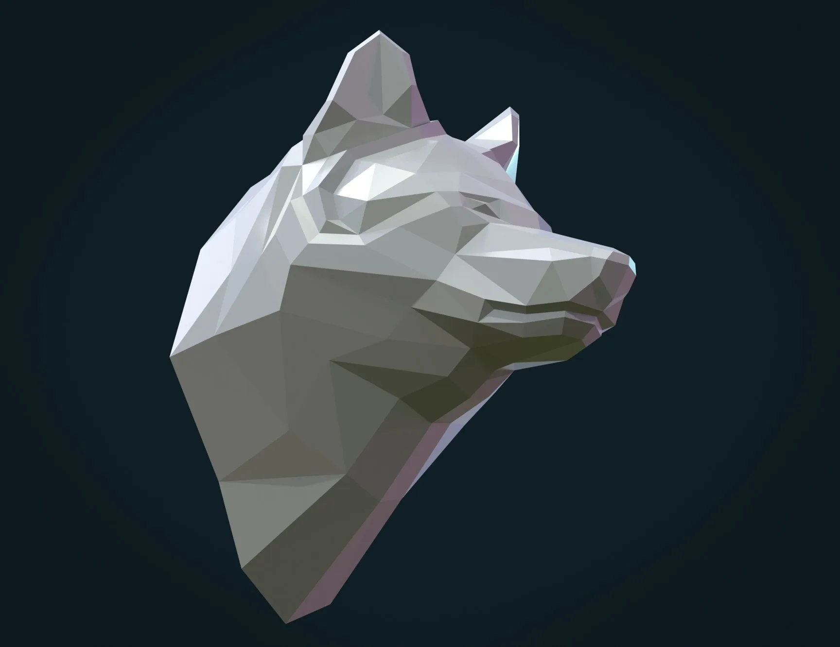 Low Poly Wolf Head - 3D Print Ready