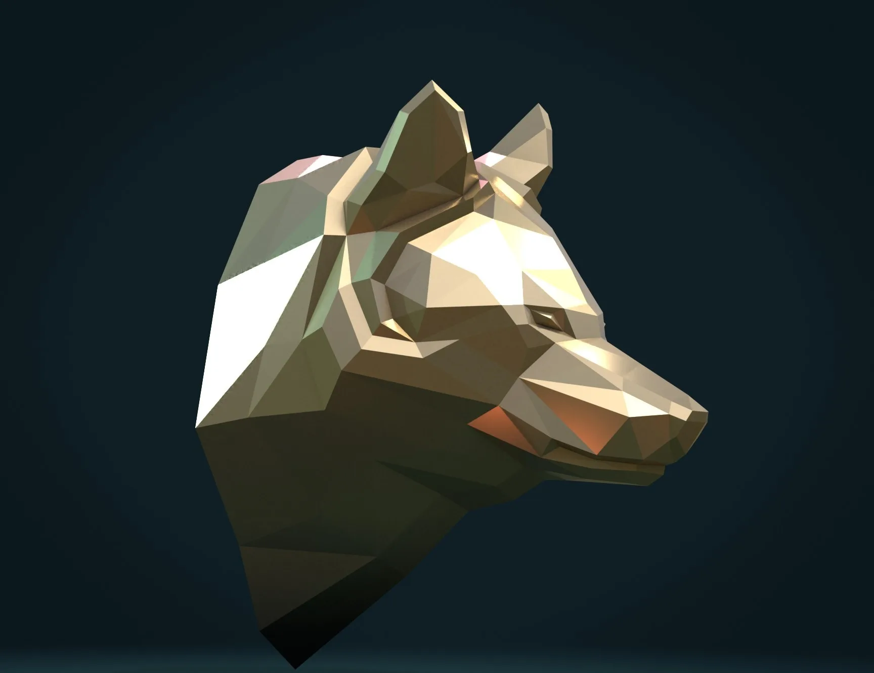 Low Poly Wolf Head - 3D Print Ready
