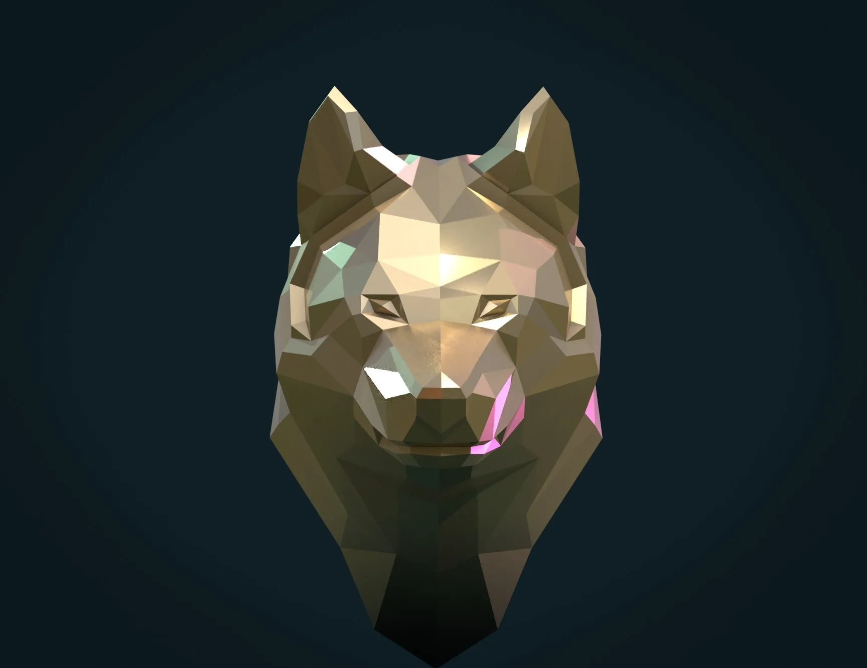 Low Poly Wolf Head - 3D Print Ready