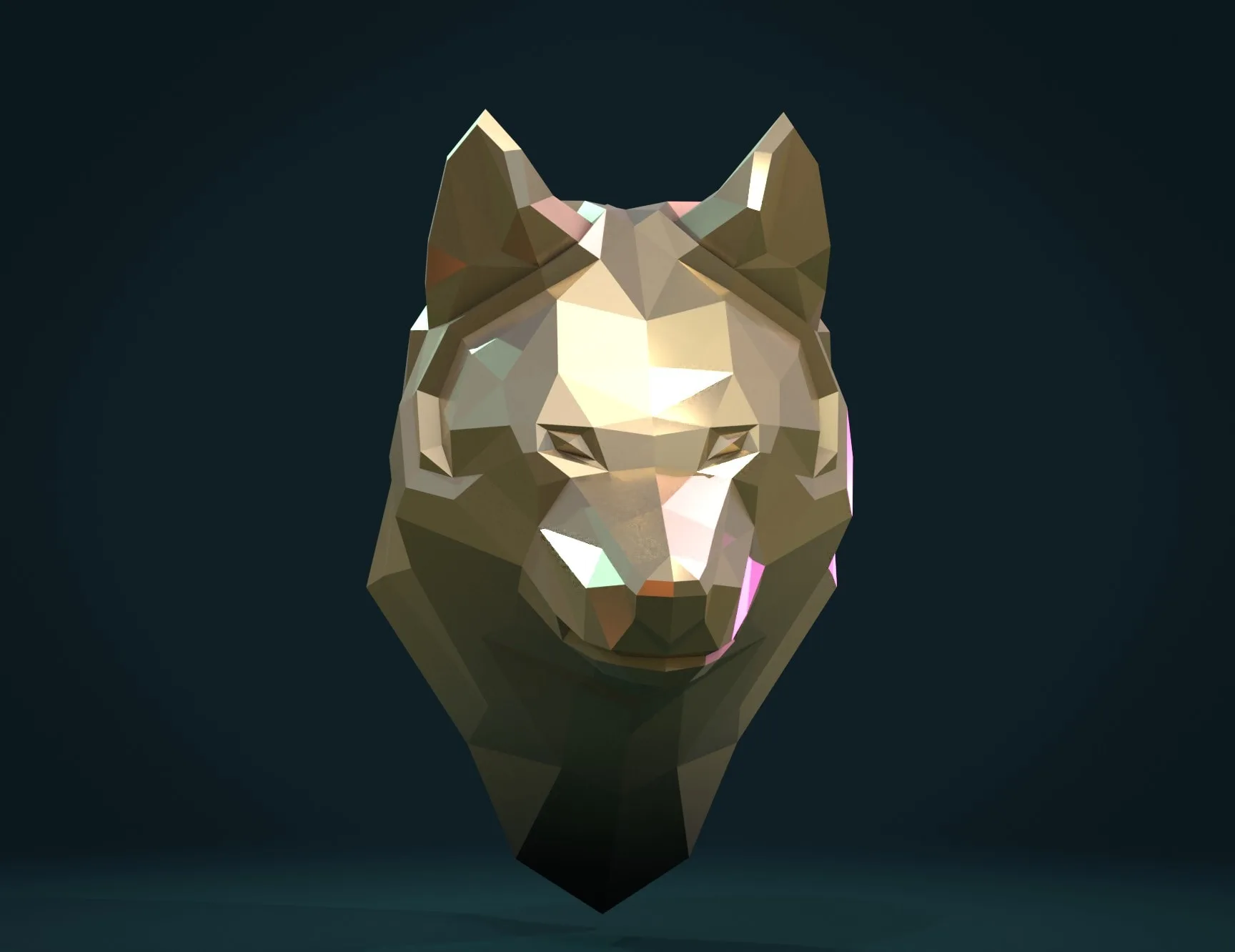 Low Poly Wolf Head - 3D Print Ready