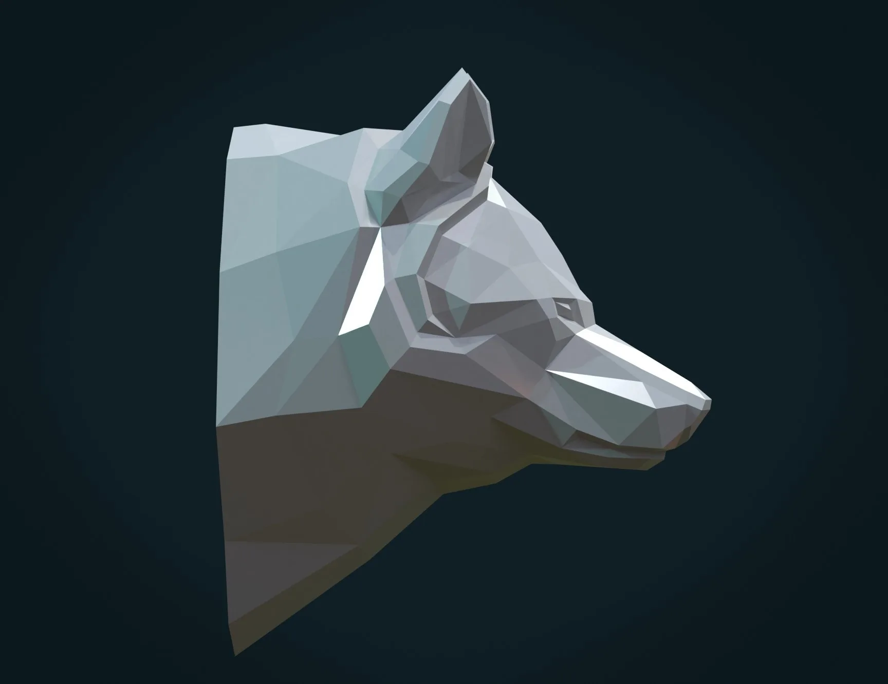 Low Poly Wolf Head - 3D Print Ready