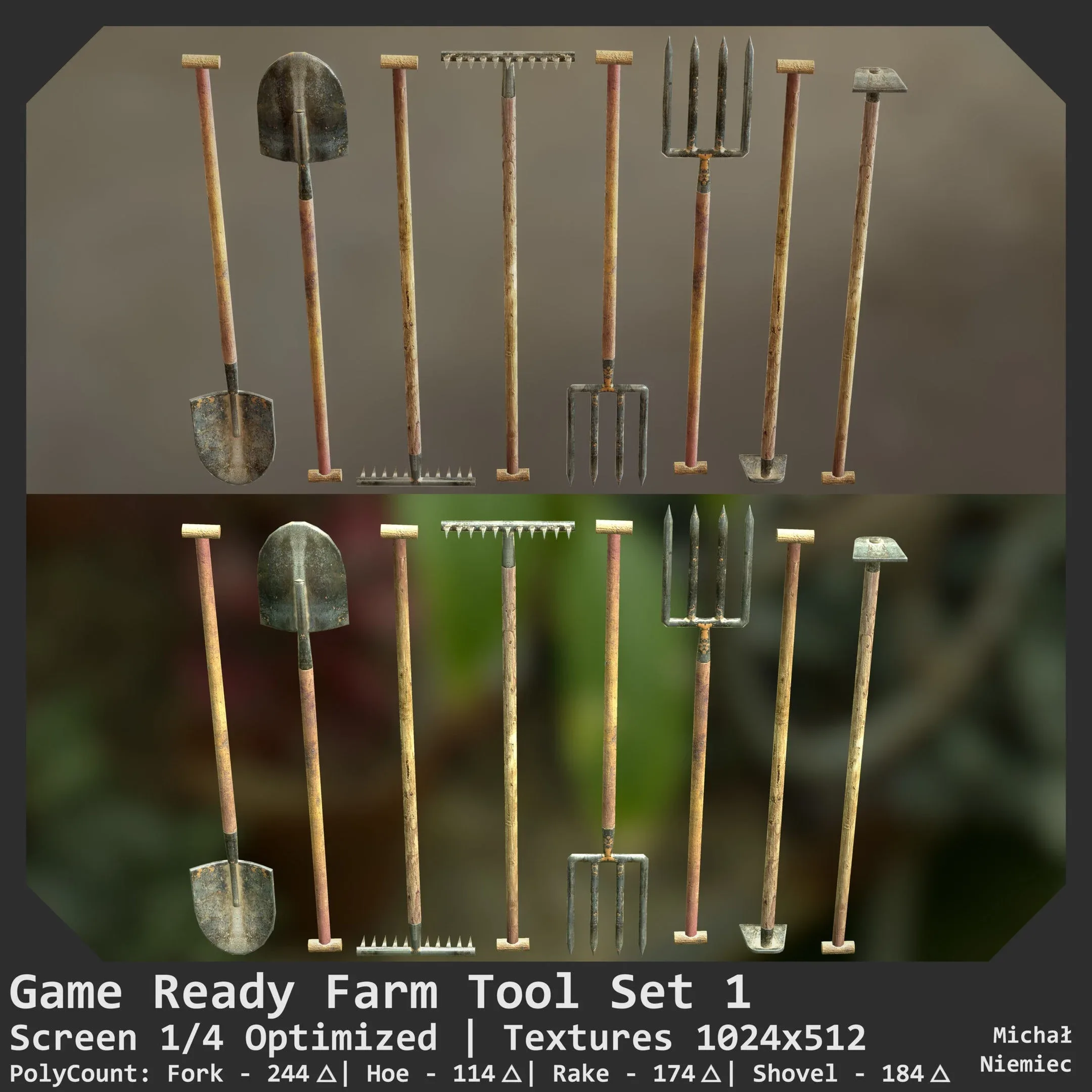 Game Ready Model LP Farm Tools Set 01