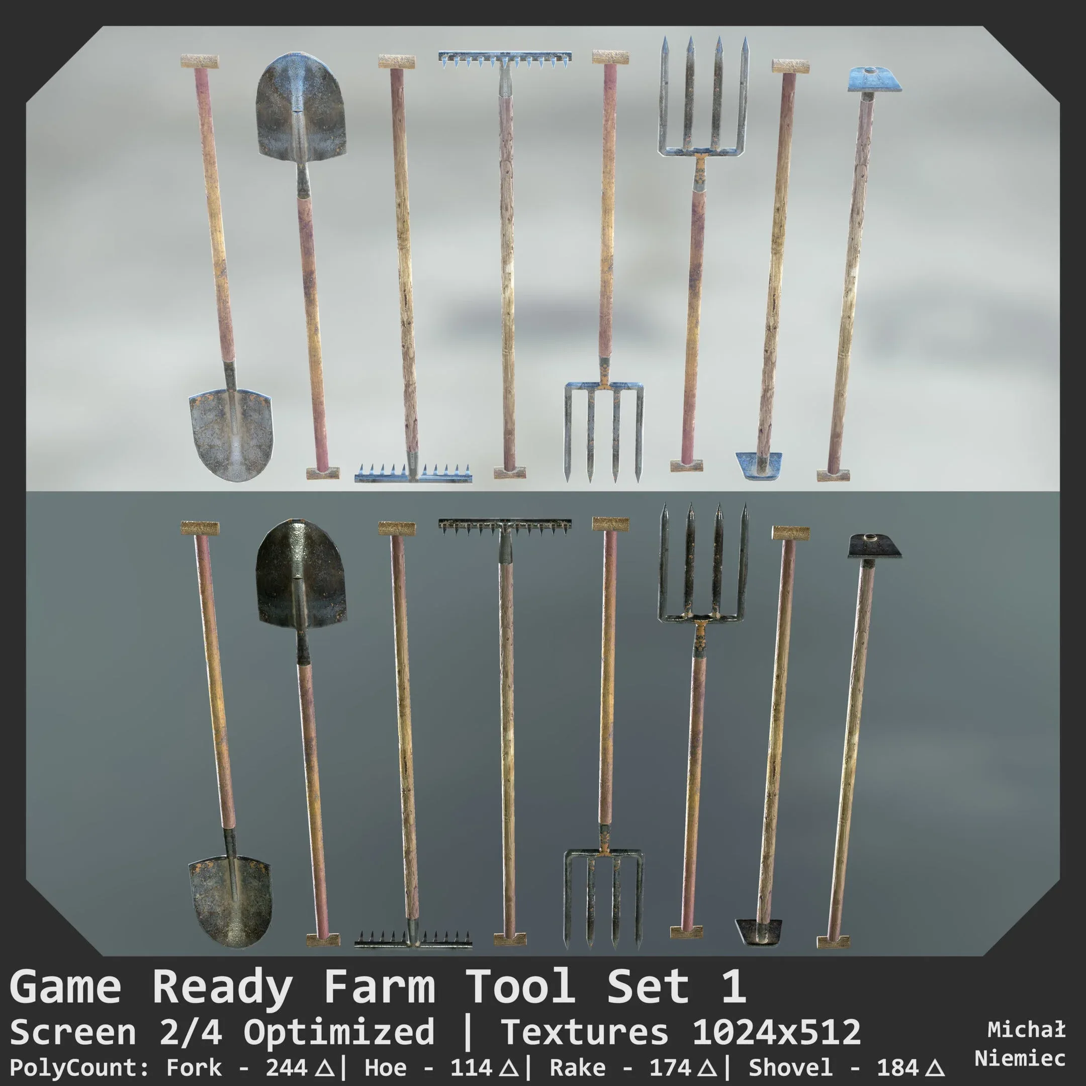 Game Ready Model LP Farm Tools Set 01