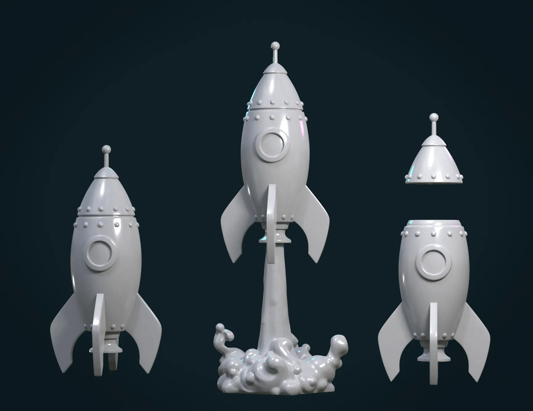 Cartoon Rocket - 3D Print Ready