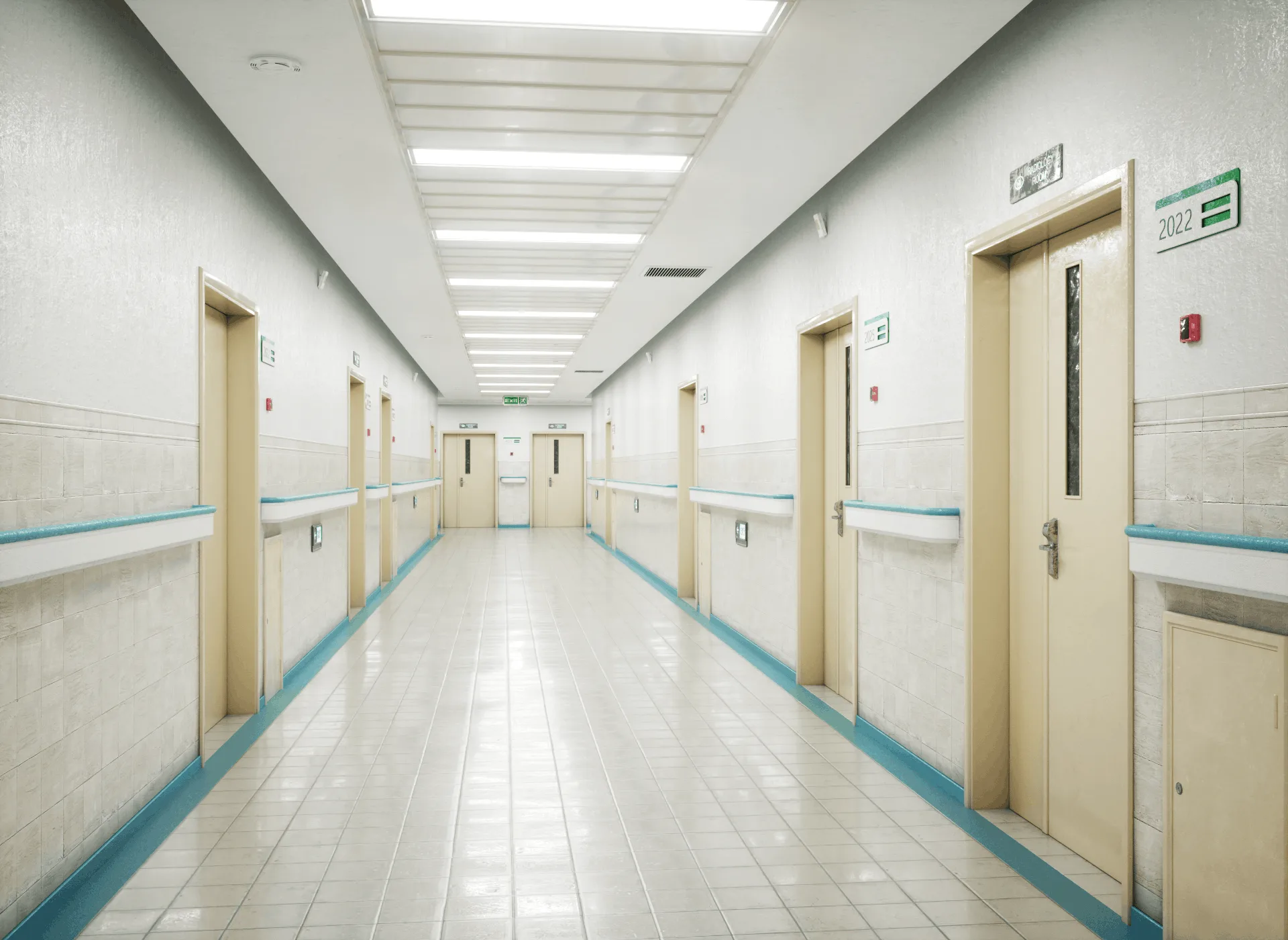 Hospital Corridor Scene Low-poly 3D Model