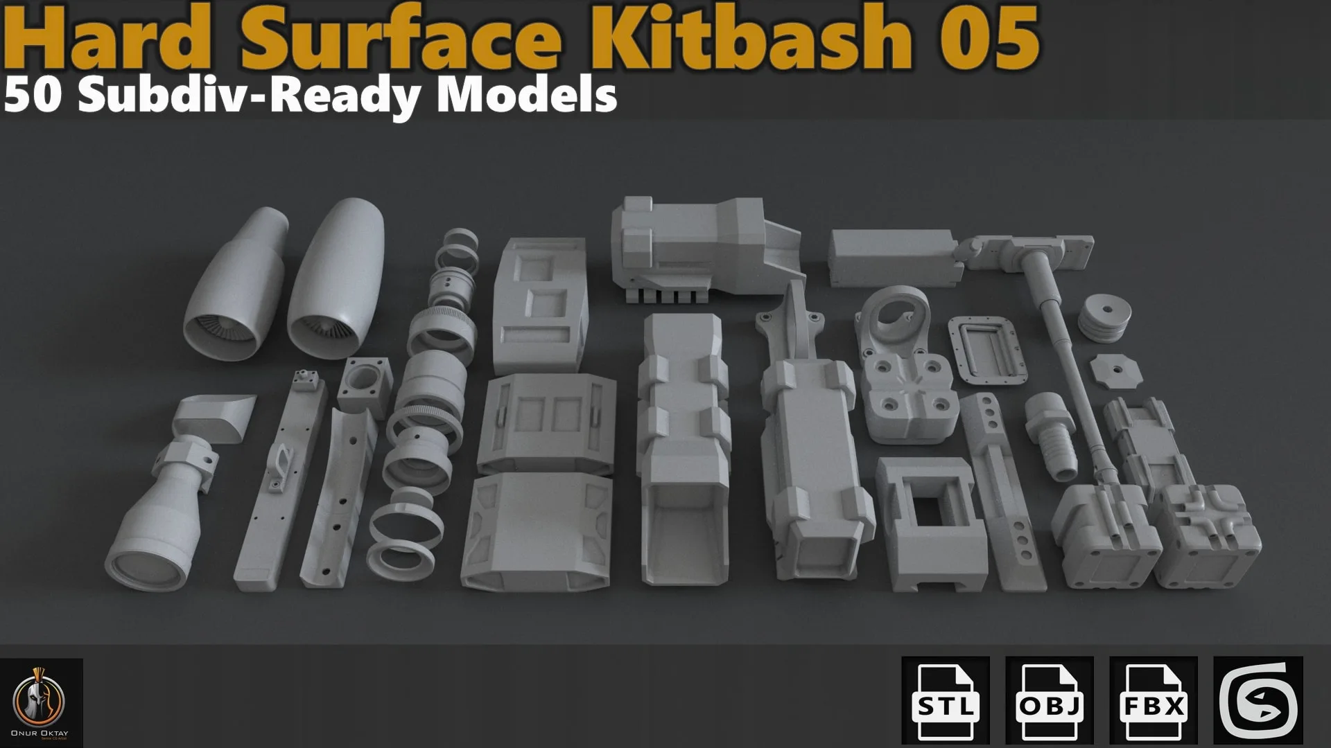 Hard Surface Sci-Fi Industrial KitBash Library 05