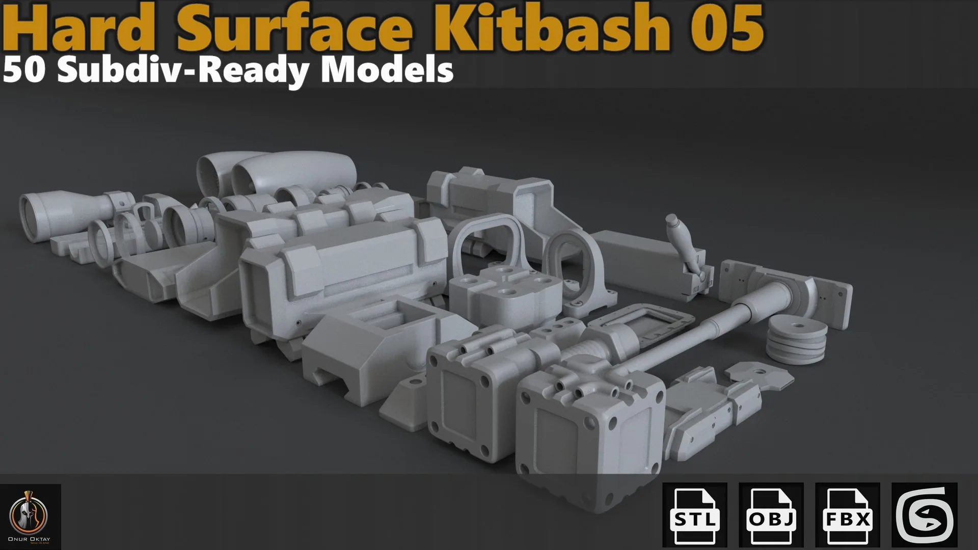 Hard Surface Sci-Fi Industrial KitBash Library 05