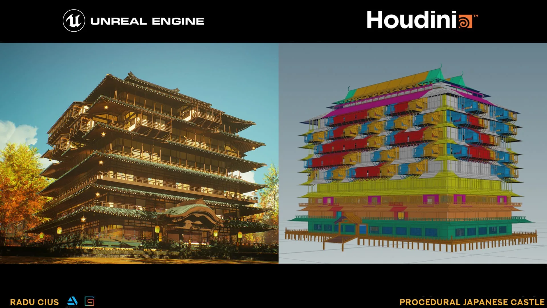 Houdini Tutorial Procedural Japanese Castle in Unreal Engine 4