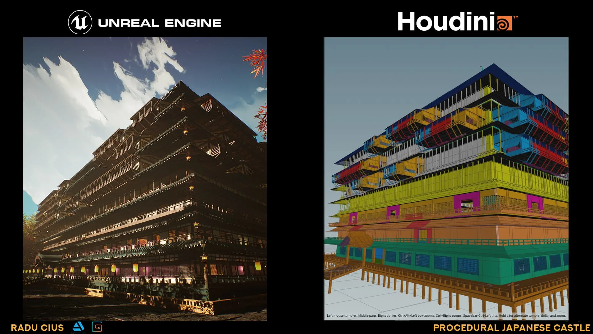 Houdini Tutorial Procedural Japanese Castle in Unreal Engine 4