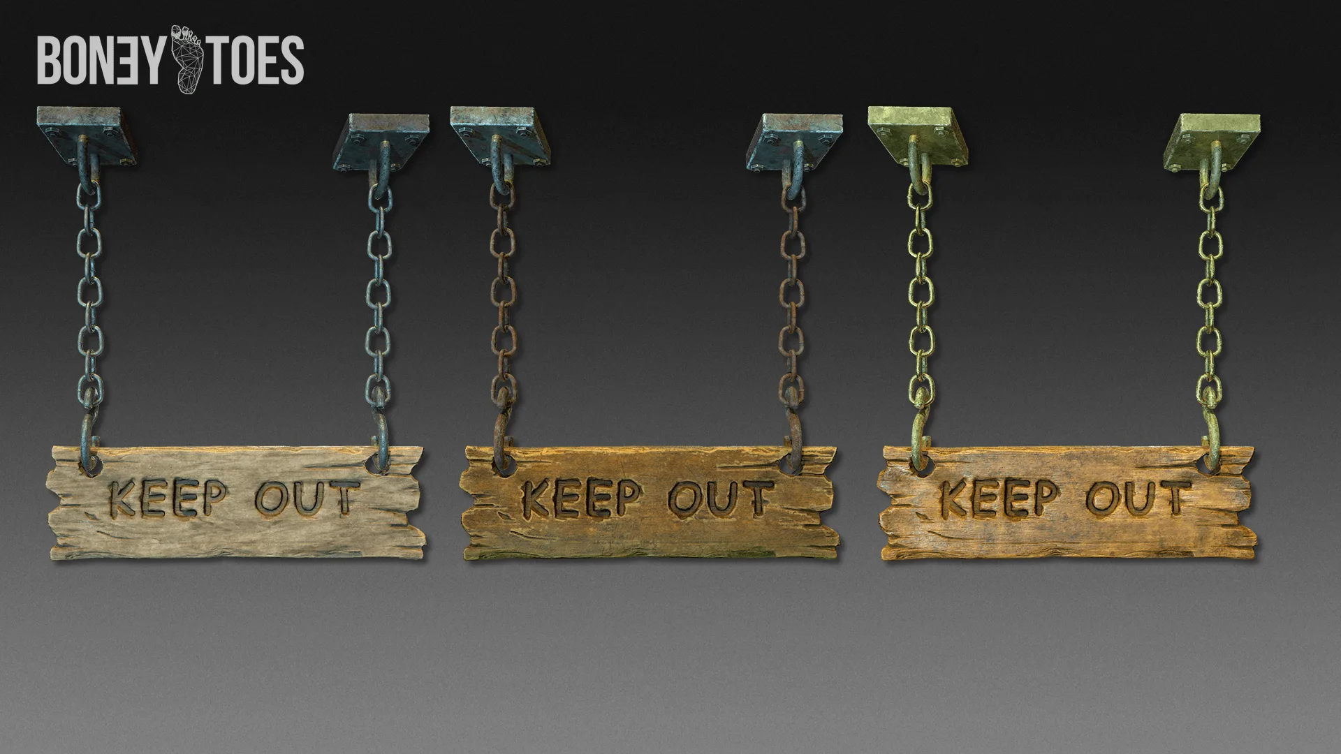 3D Keep Out Hanging Signs - Game Ready