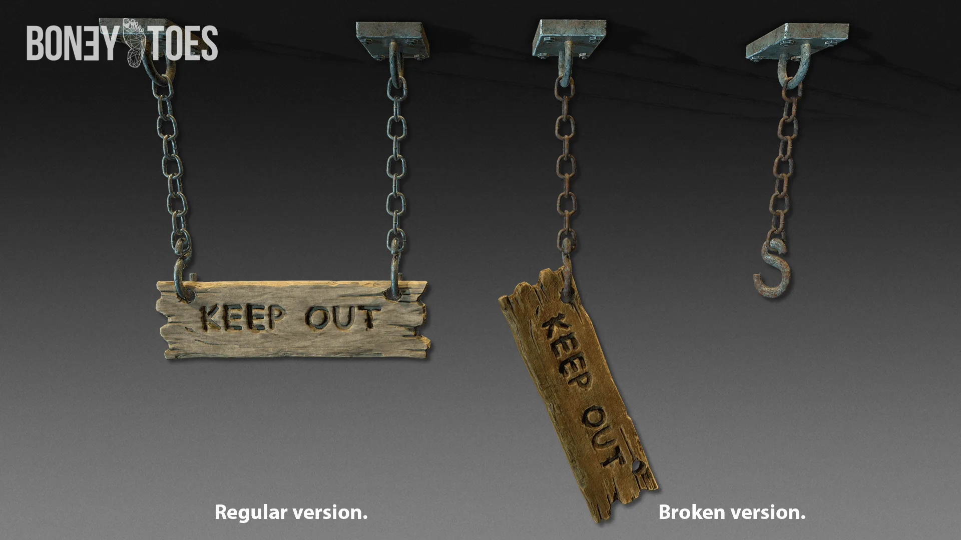 3D Keep Out Hanging Signs - Game Ready