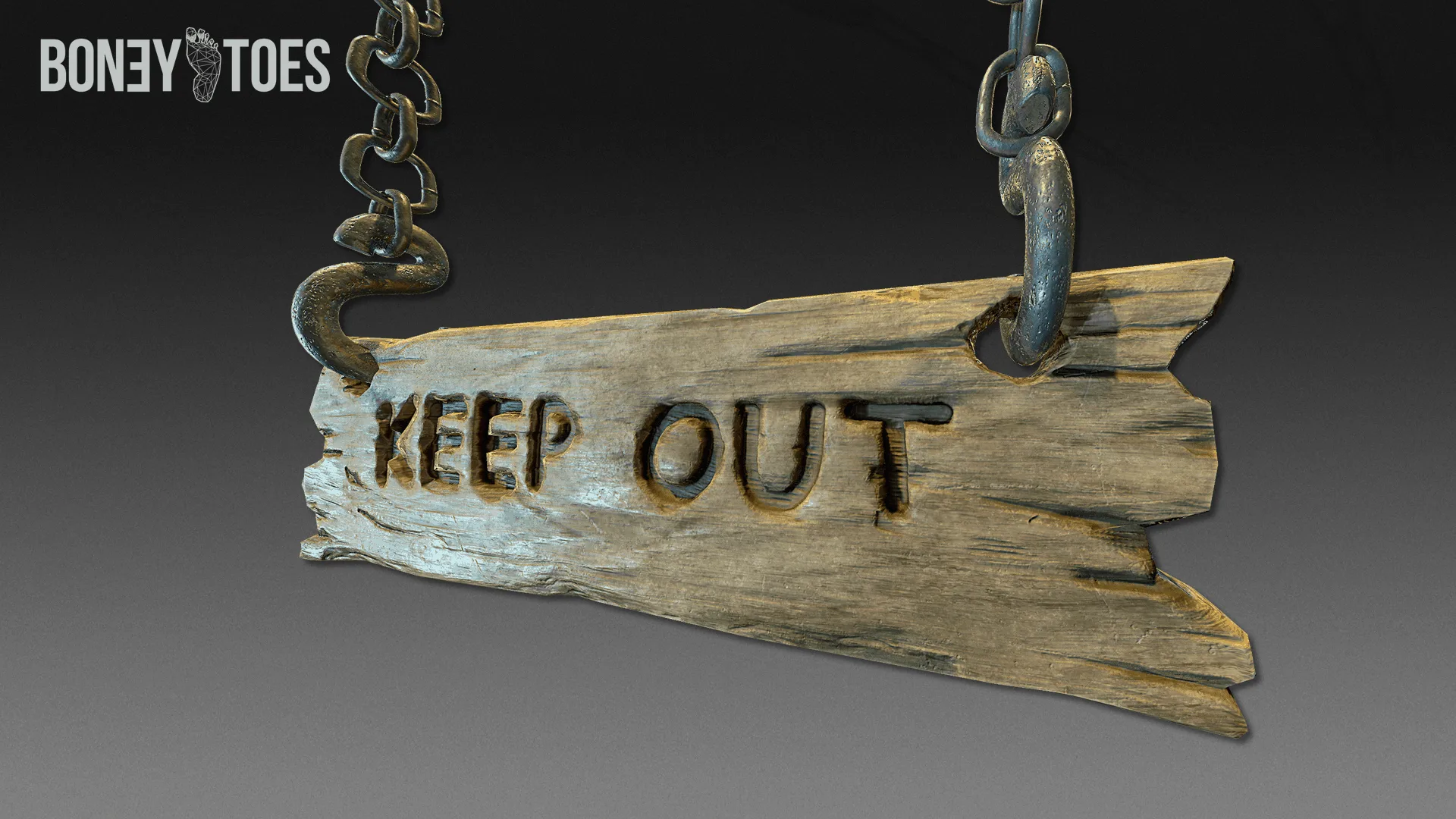 3D Keep Out Hanging Signs - Game Ready