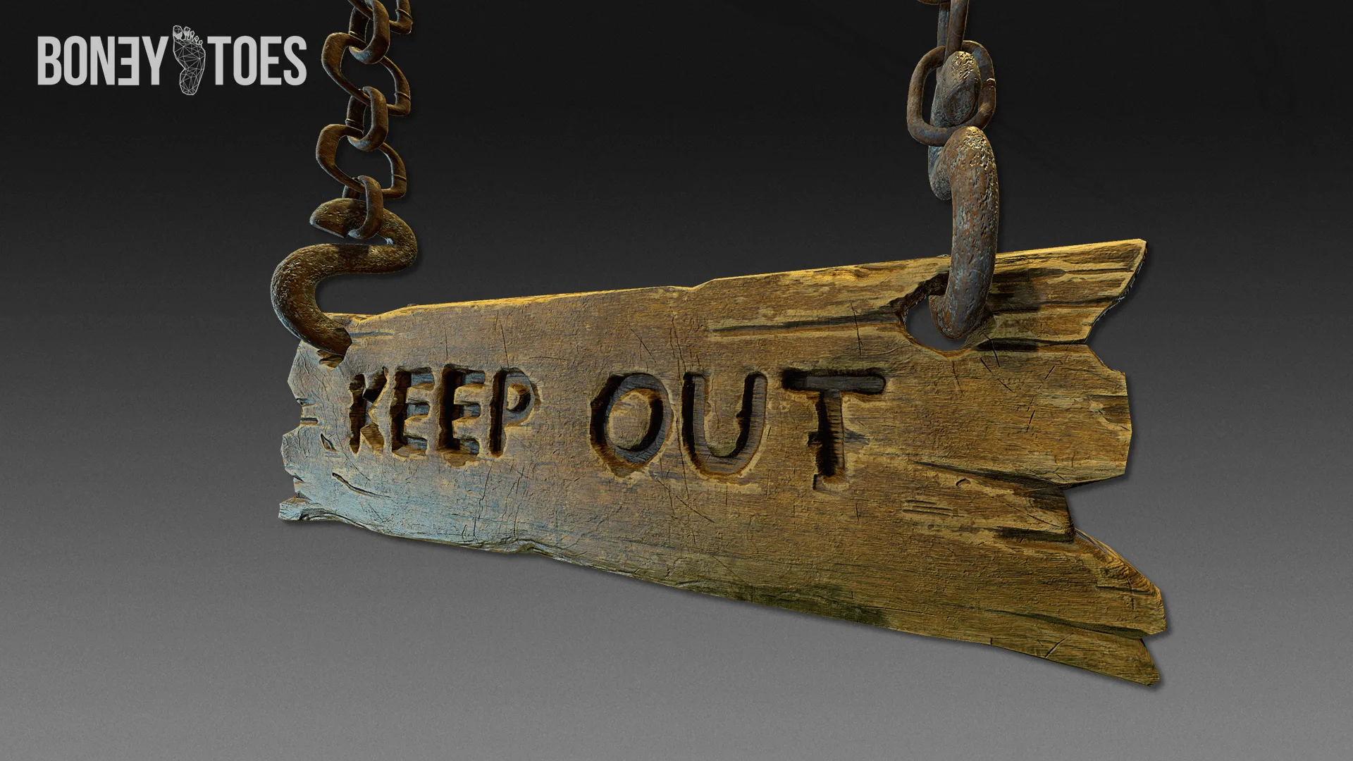 3D Keep Out Hanging Signs - Game Ready