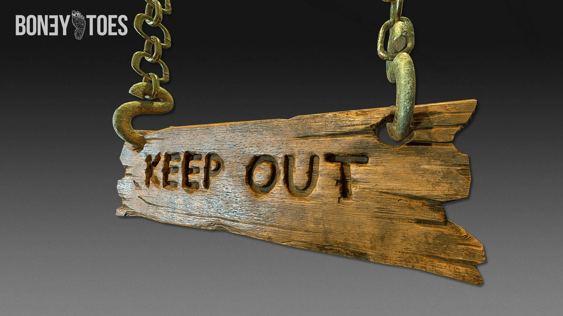 3D Keep Out Hanging Signs - Game Ready