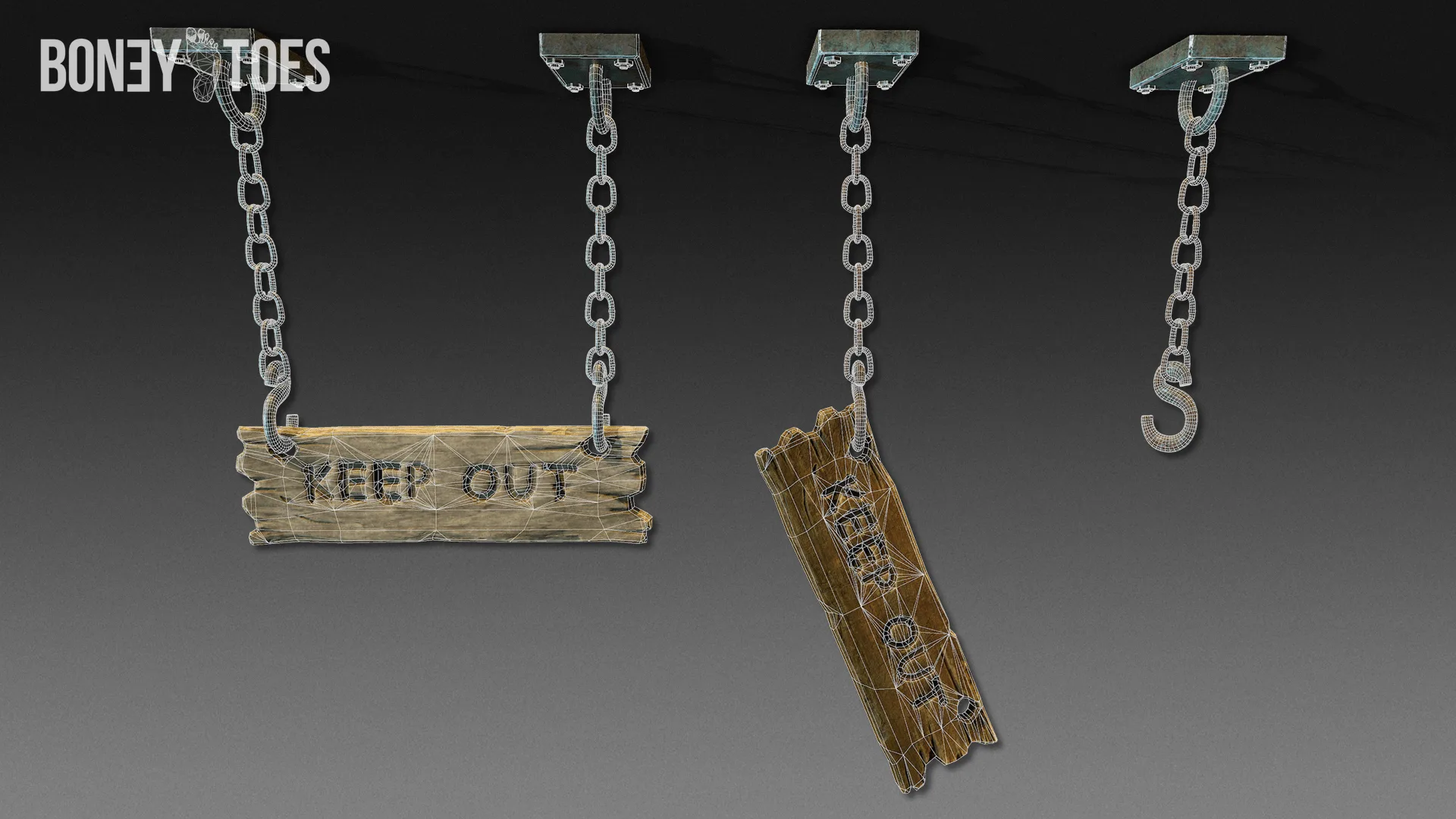 3D Keep Out Hanging Signs - Game Ready