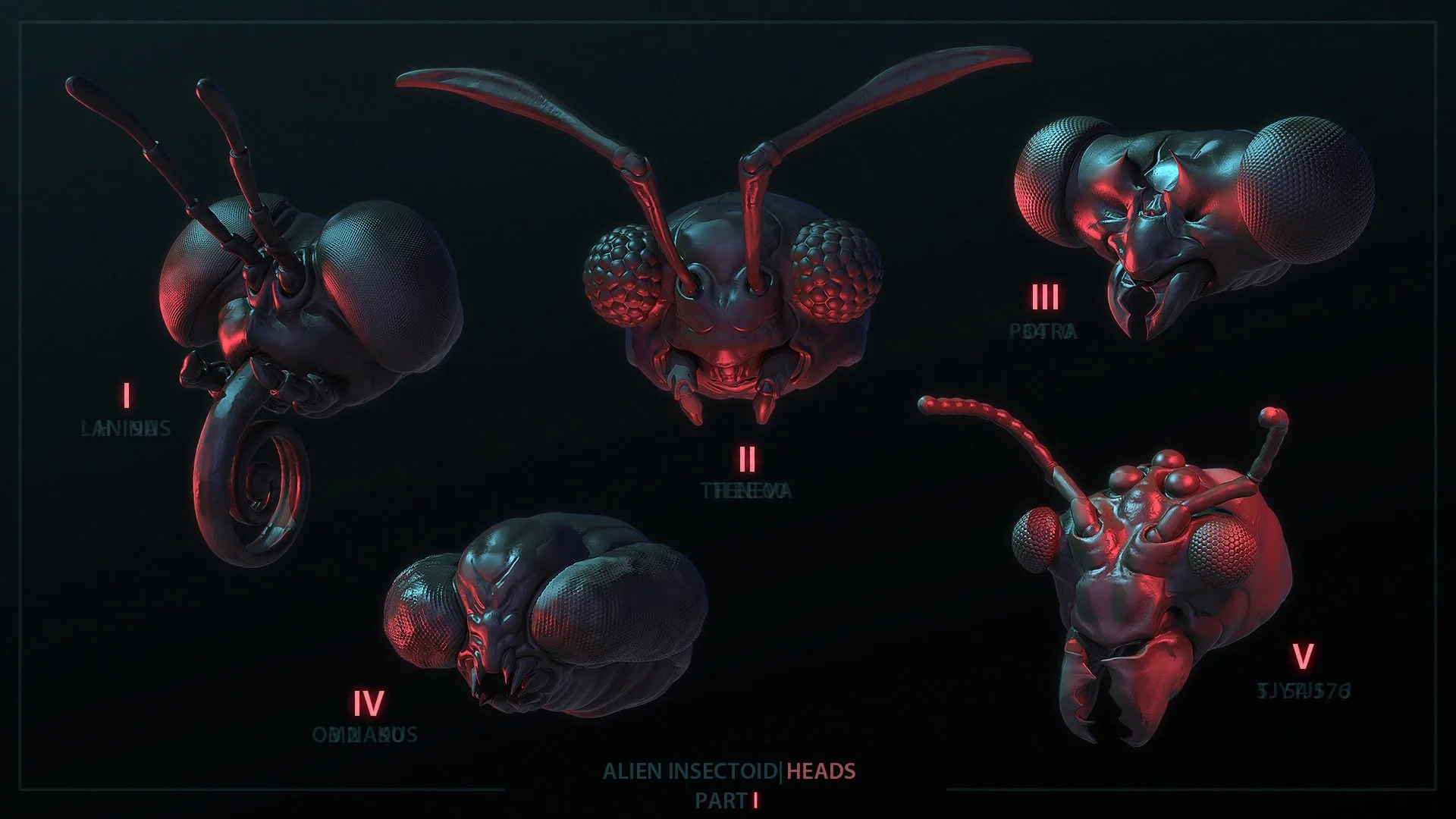 Alien Insectoid Heads – 32 IMM Brushes Part I