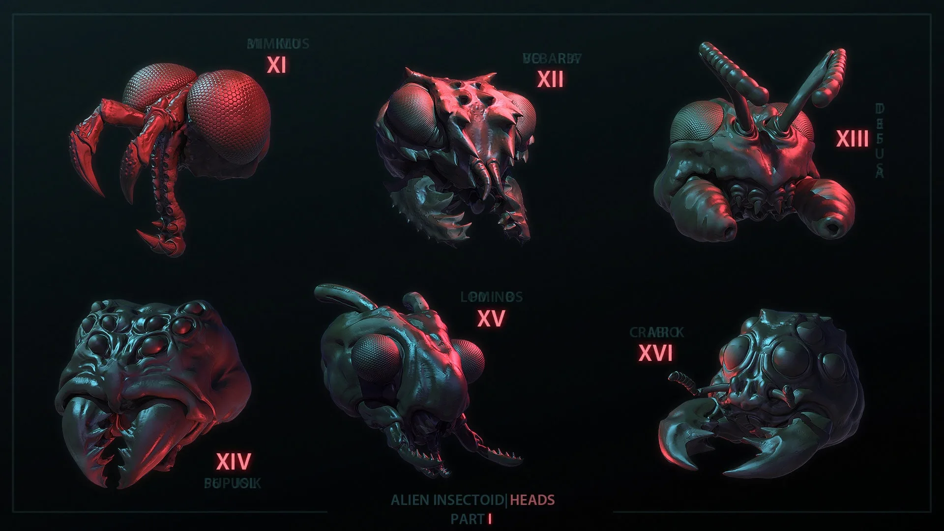 Alien Insectoid Heads – 32 IMM Brushes Part I