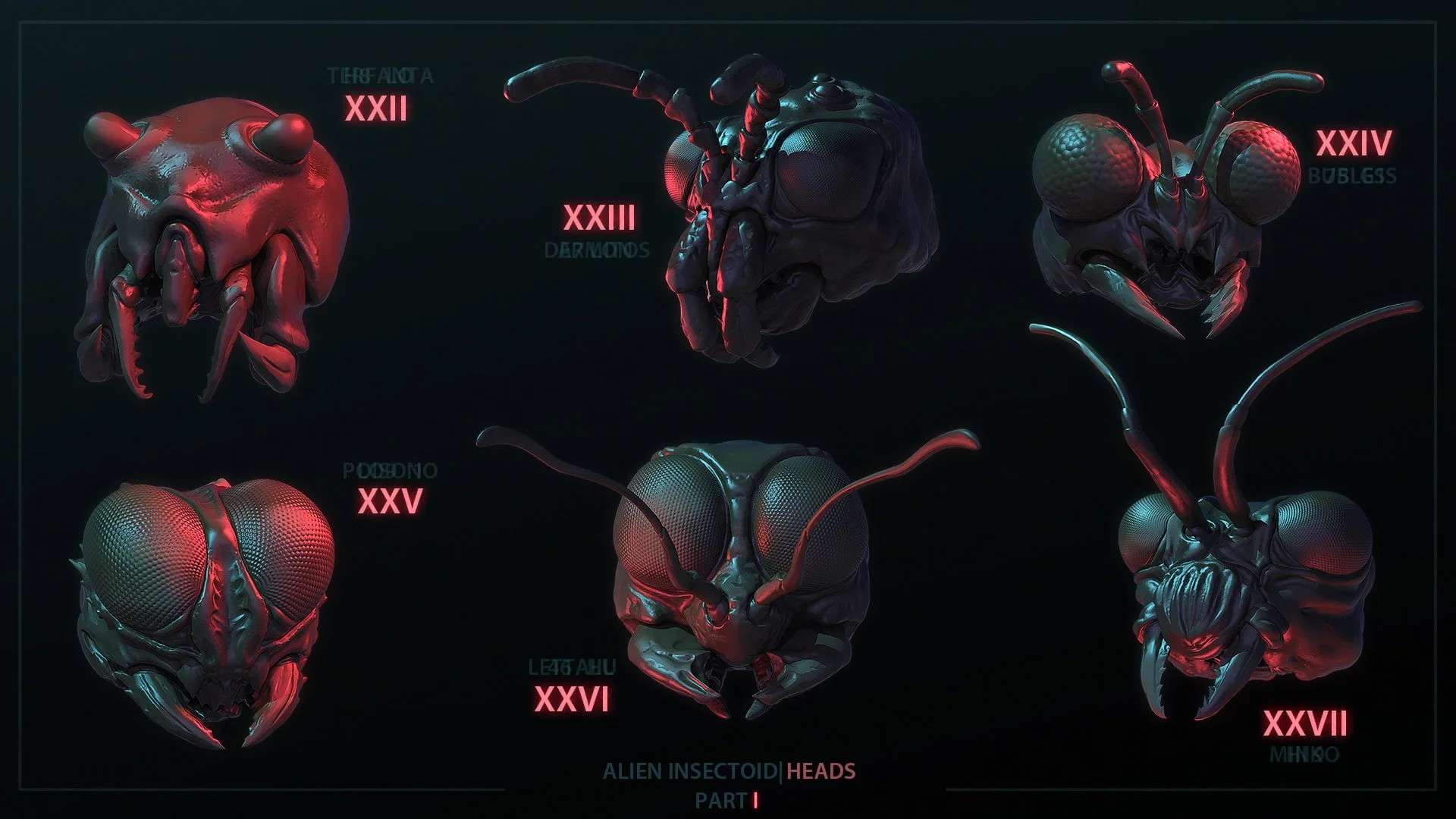 Alien Insectoid Heads – 32 IMM Brushes Part I