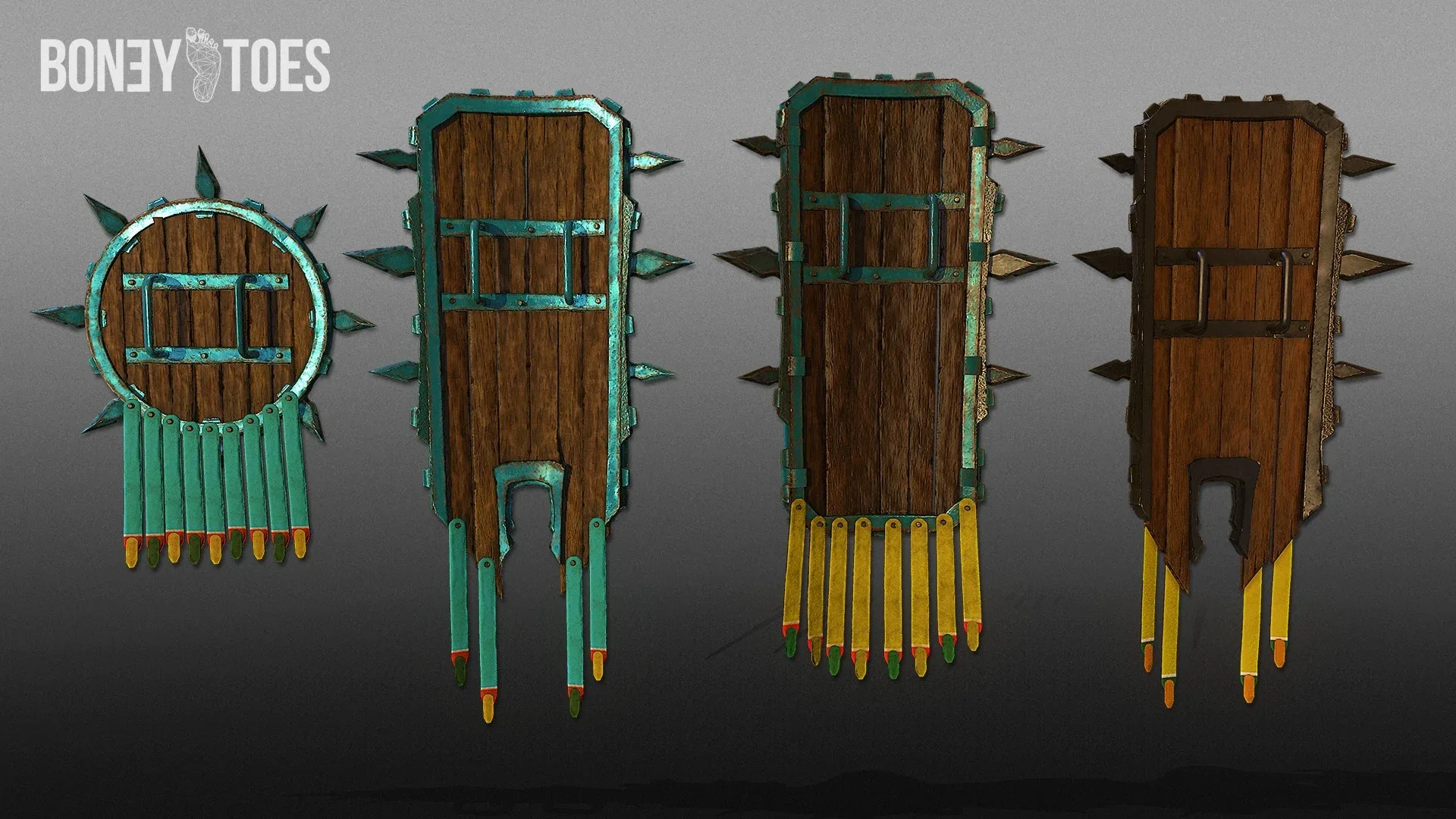 Aztec Warrior Shields - Game Ready