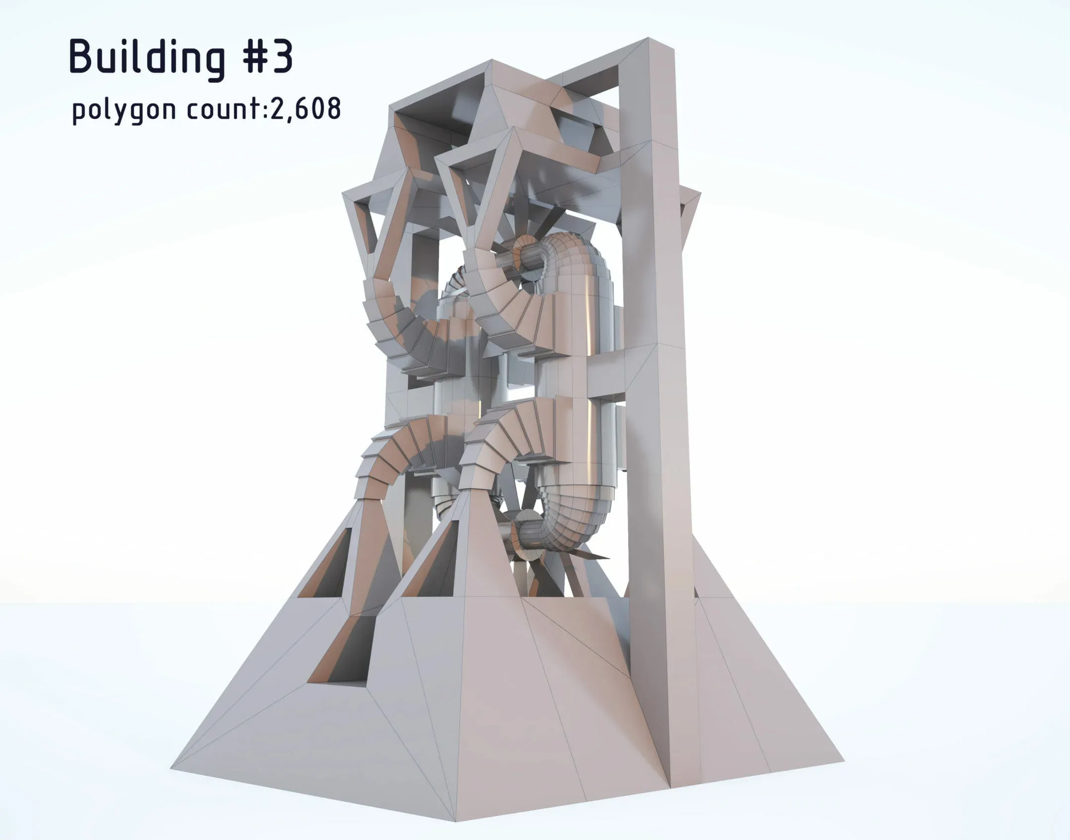 9 Low-Poly Scifi Building Collection for City or Cartoon