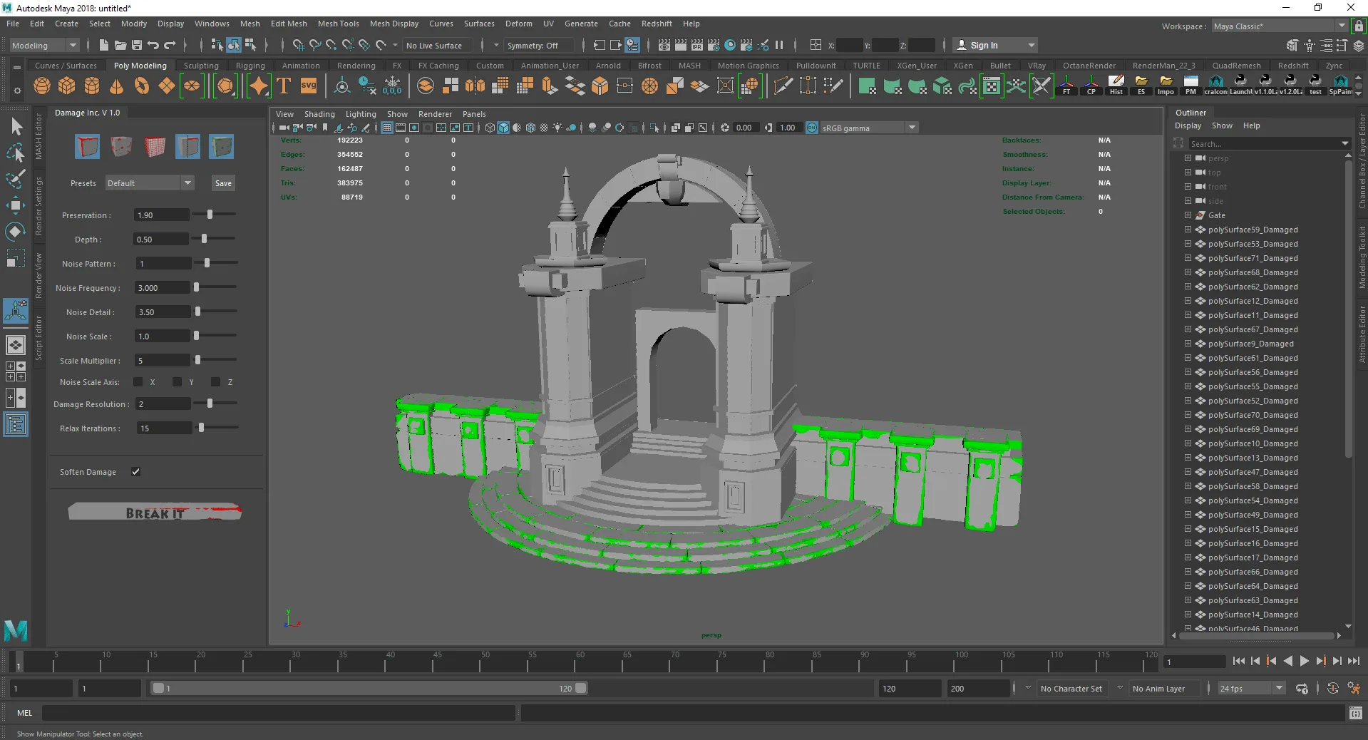 Damage Inc V 1.2 - Procedural Damage Maya Script