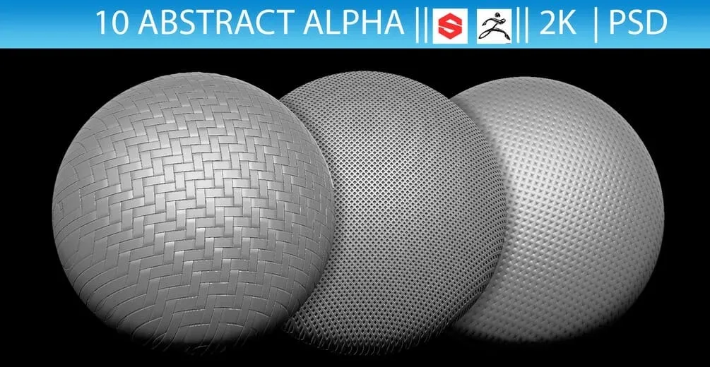 10 Abstract Alphas (ZBrush, Substance, 2K, PSD)