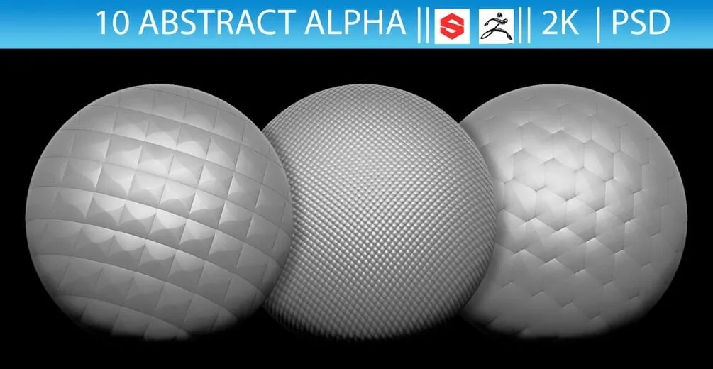 10 Abstract Alphas (ZBrush, Substance, 2K, PSD)