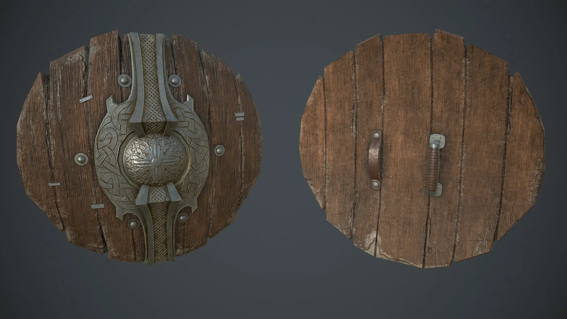 15 Low Poly Ancient Shields + 4k PBR Texture & Material - Vol 01