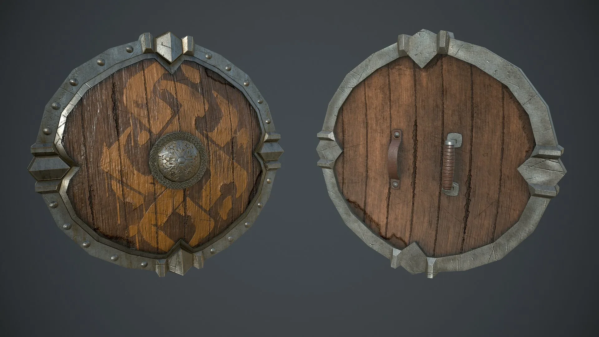 15 Low Poly Ancient Shields + 4k PBR Texture & Material - Vol 01