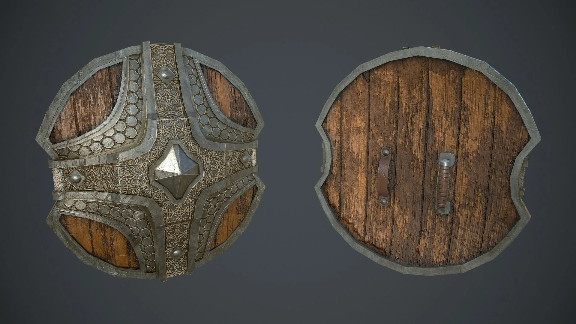 15 Low Poly Ancient Shields + 4k PBR Texture & Material - Vol 01