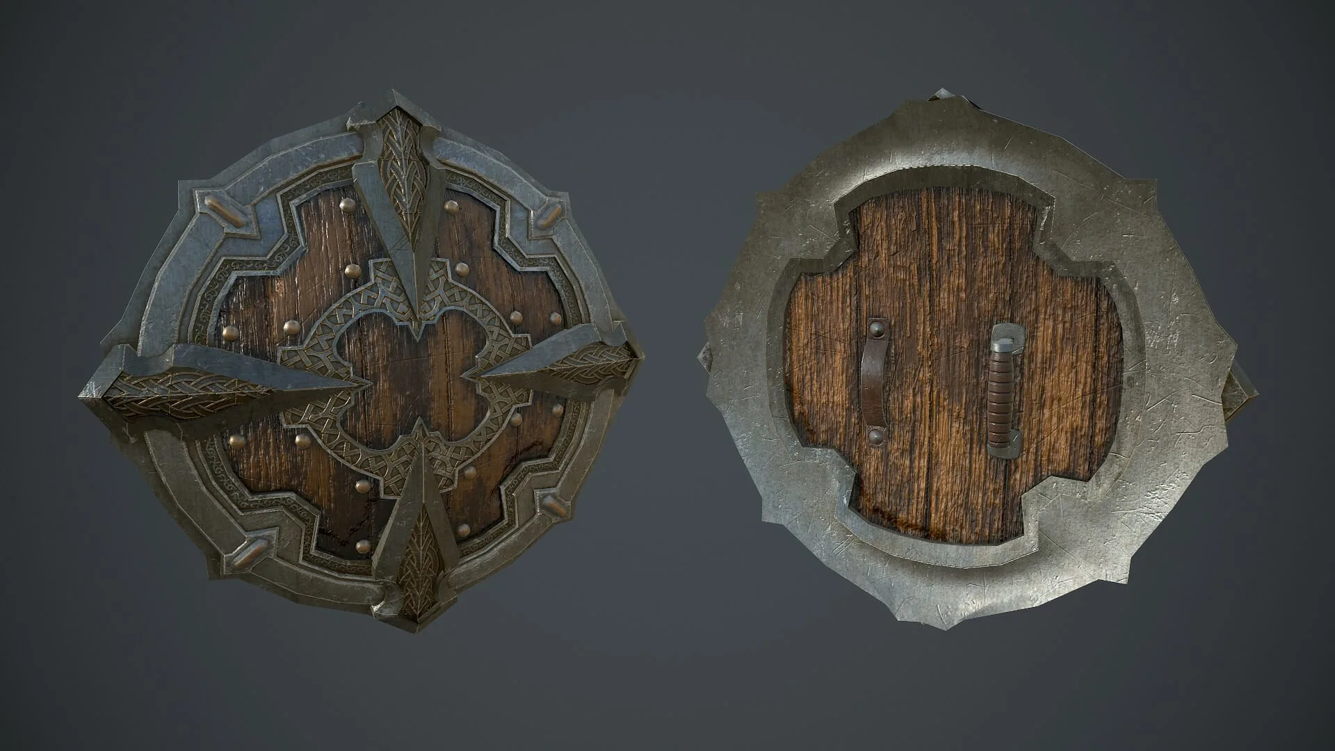 15 Low Poly Ancient Shields + 4k PBR Texture & Material - Vol 01