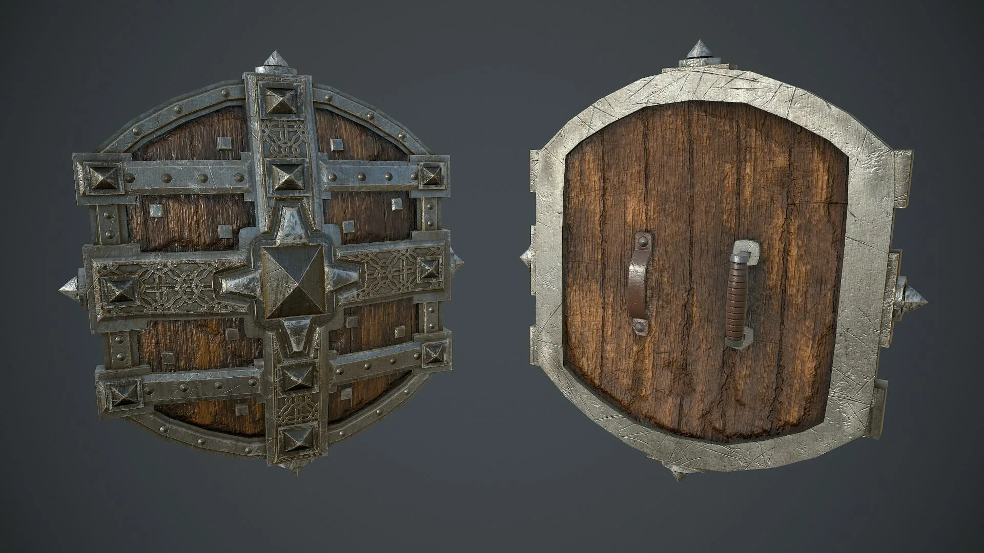 15 Low Poly Ancient Shields + 4k PBR Texture & Material - Vol 01