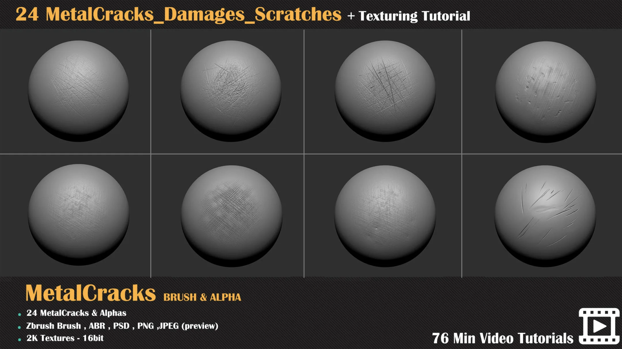 24 Metal Cracks, Damages, Scratches + Texturing Tutorial