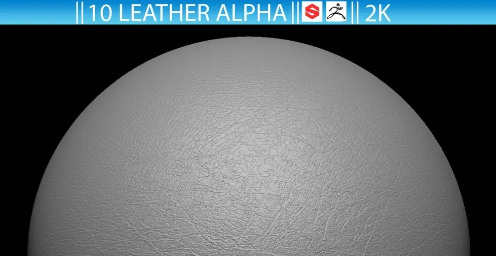 10 Leather Fabric Alphas (ZBrush, Substance, 2K, PSD)