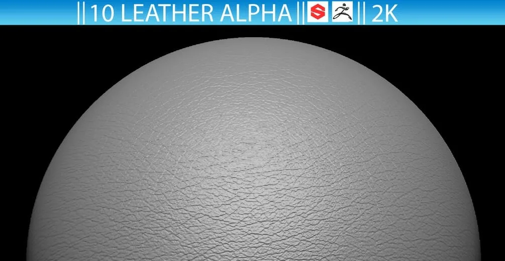 10 Leather Fabric Alphas (ZBrush, Substance, 2K, PSD)