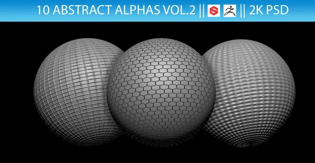 10 Abstract Alphas Vol.2 (ZBrush - FlippedNormals