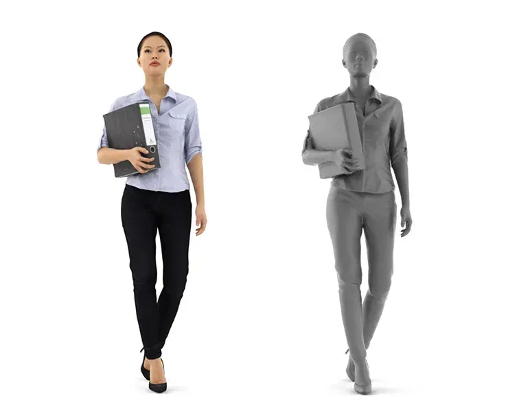 Mei Posed 001 - 3D Office Woman Walking