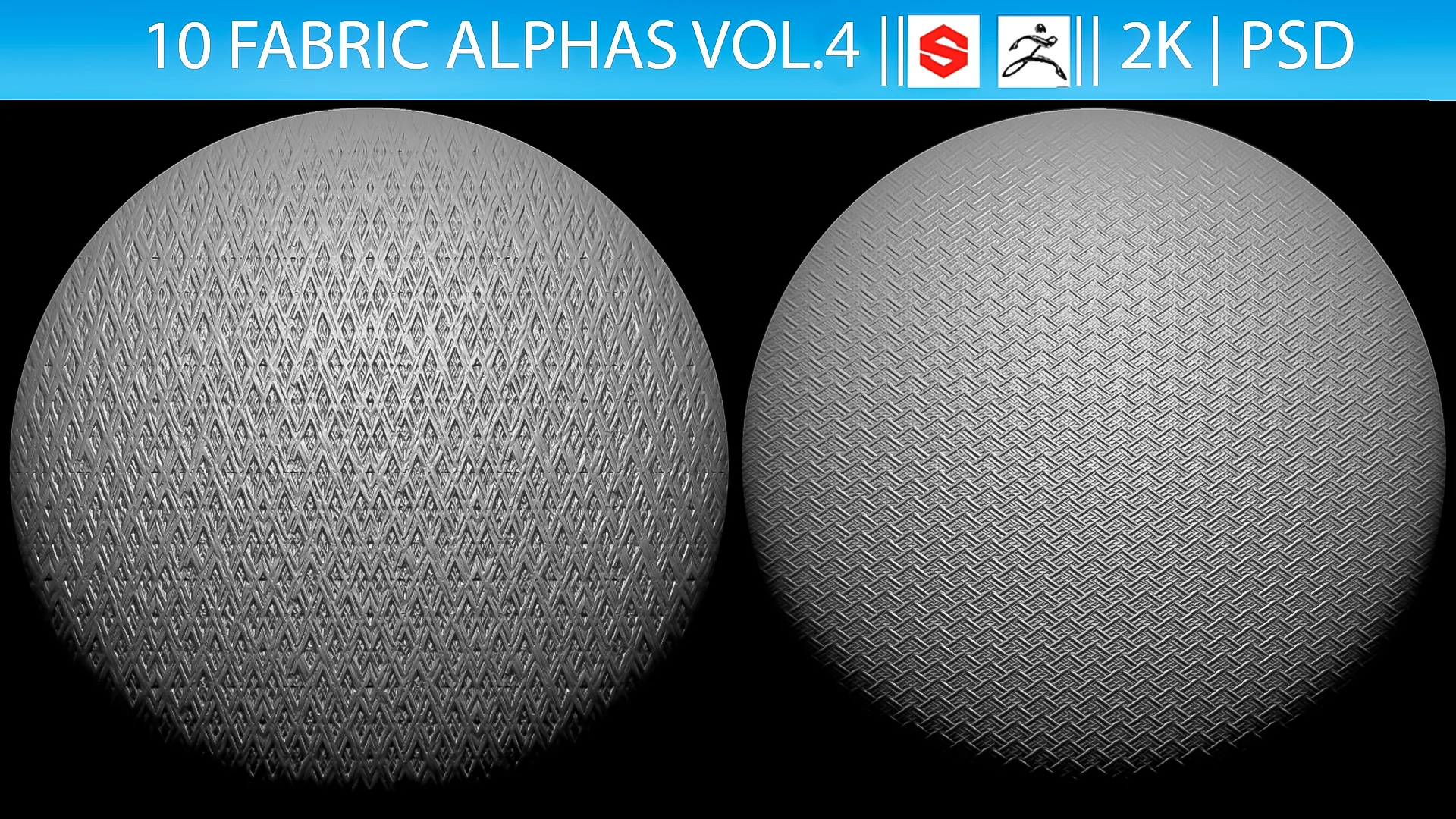 10 Fabric Alphas Vol.4 (ZBrush, Substance, 2K)