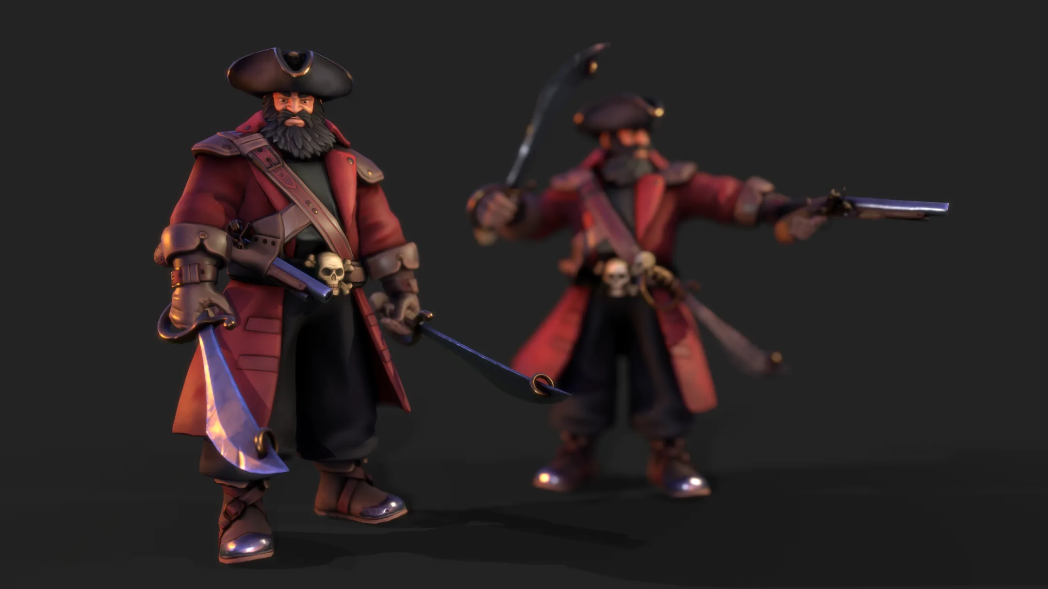 Pirate Captain - Stylised PBR Rigged character