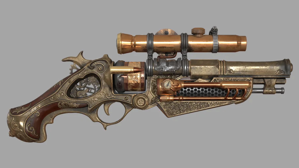 Steampunk Gun Game Asset in Blender Tutorial