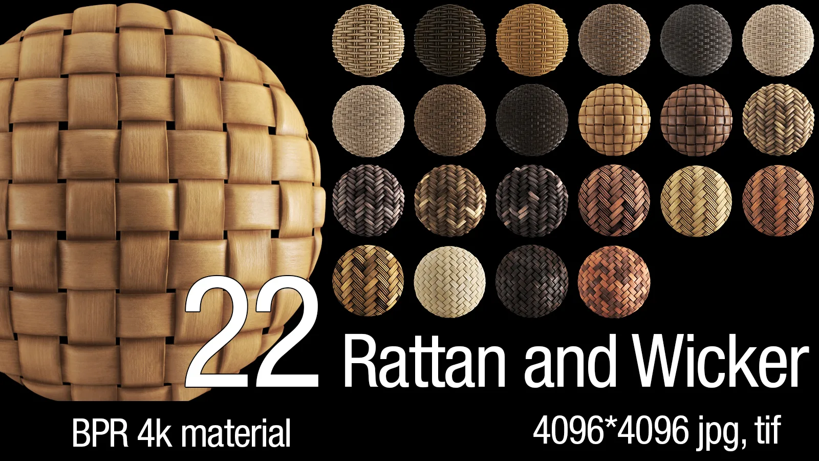 22 PBR Rattan & Wicker 4K Material