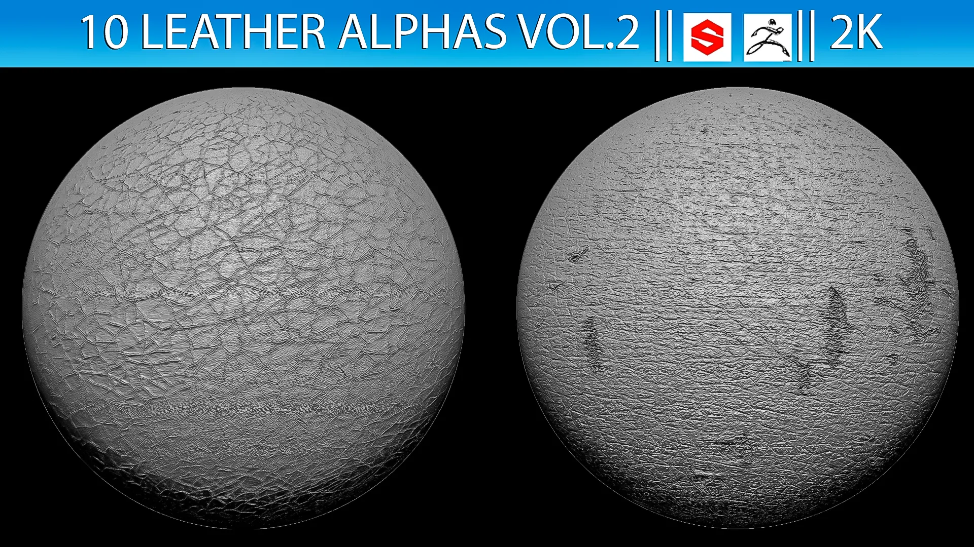 10 Leather Alphas Vol.2 (ZBrush, Substance, 2K)