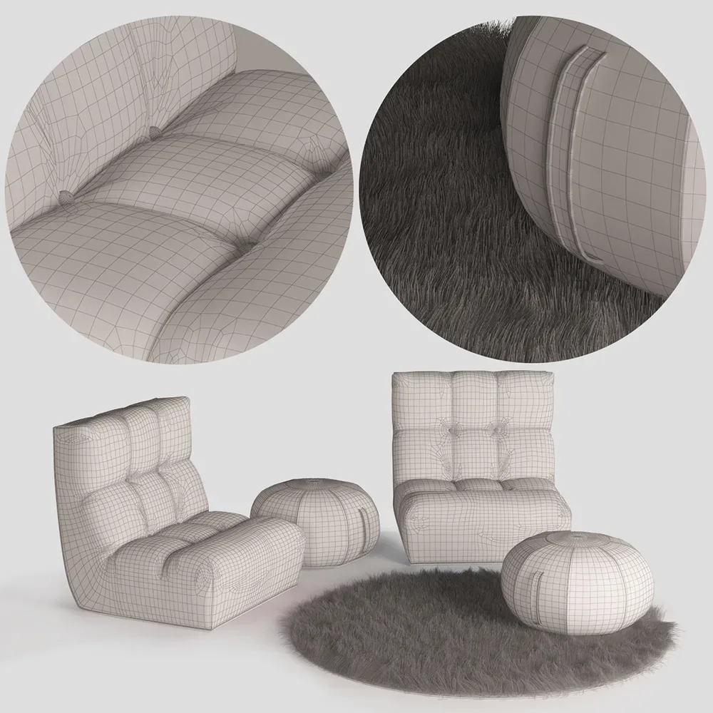 Armchair & Ottoman Pouf