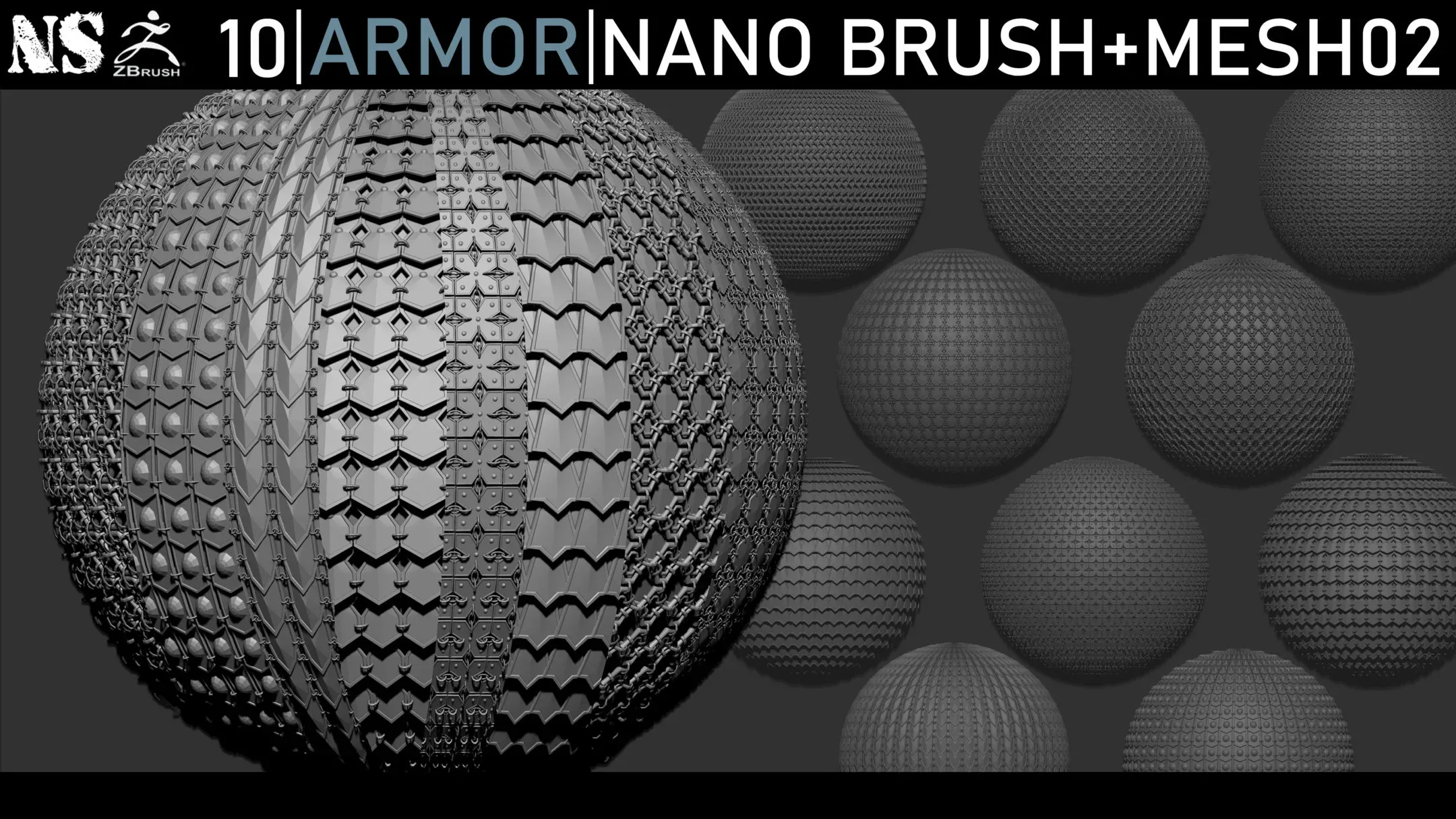 Zbrush - Armor Nano Brush + Meshes Part 02