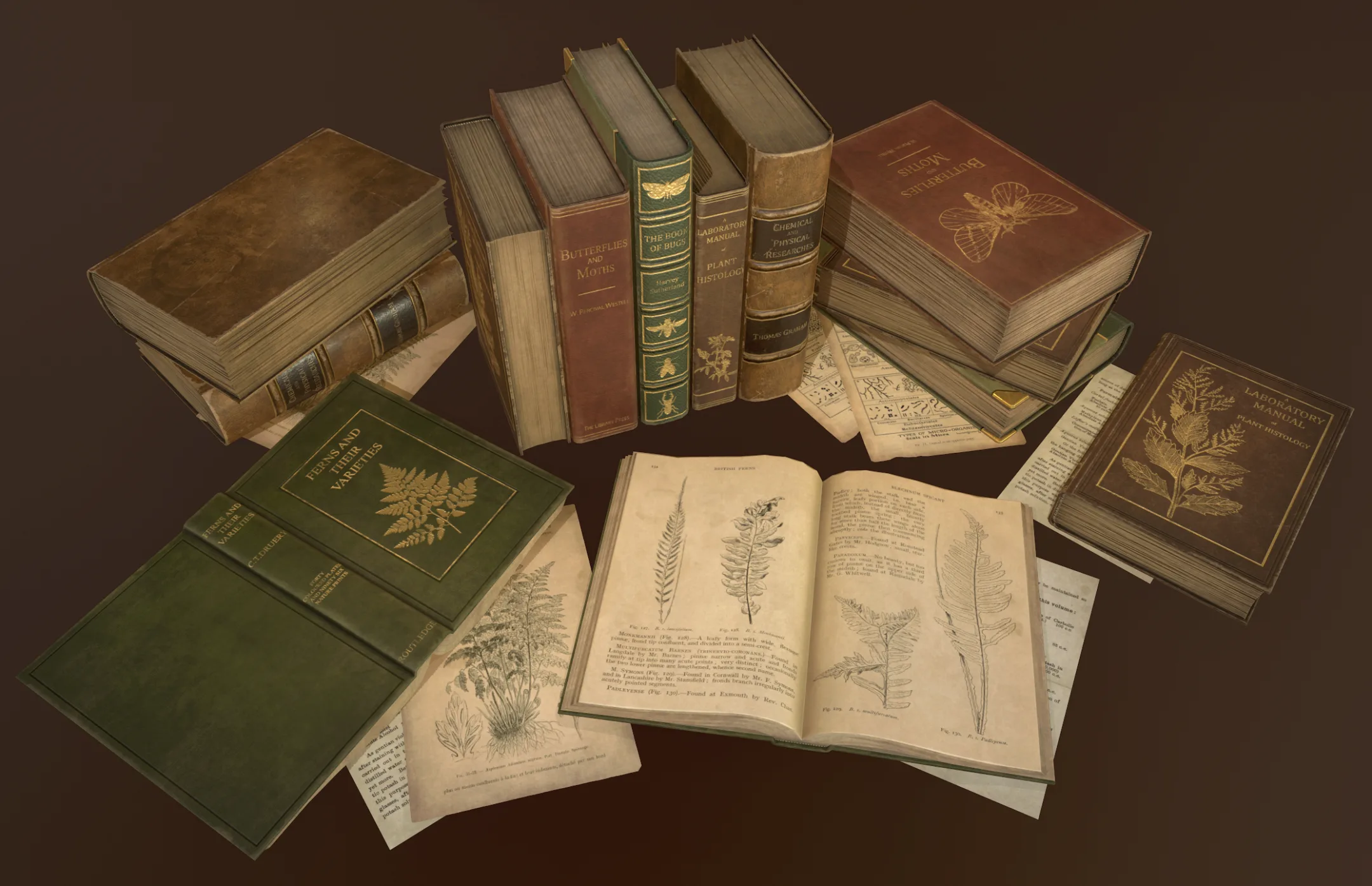 Old Books Set - PBR Game Ready